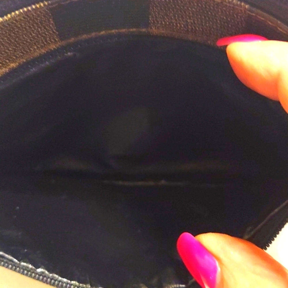 FENDI Vintage Pequin 3 Compartment zip pouch coated canvas leather lined.  Vgvc - Picture 6 of 12